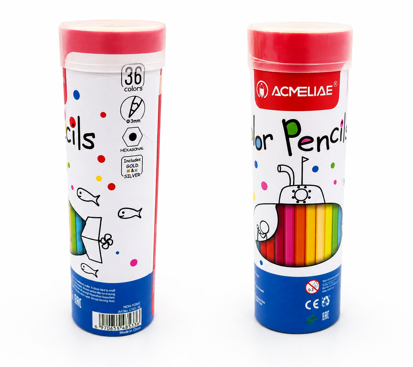 مداد رنگی 36 رنگ استوانه‌ای ACMELIAE