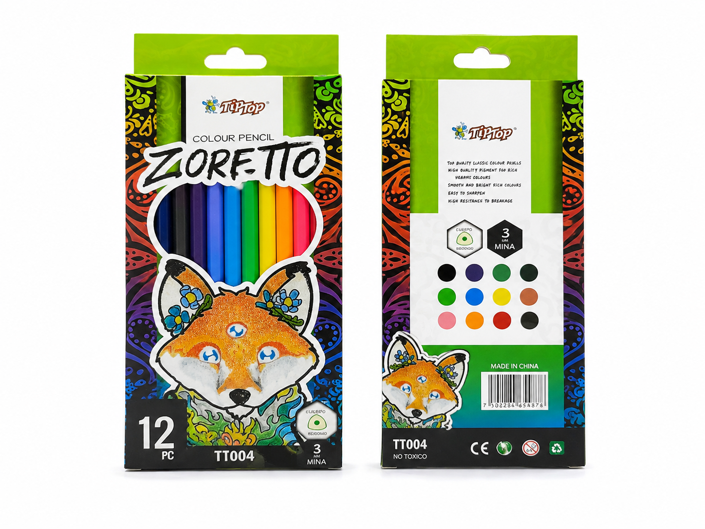 مداد رنگی 12 رنگ زوریتو (Zorrito) مدل TT004