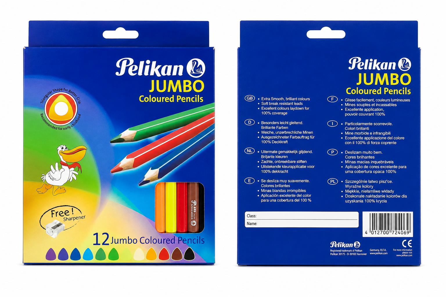 مداد رنگی 12 رنگ جامبو پلیکان Pelikan Jumbo به همراه تراش