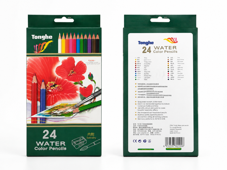 مداد رنگی آبرنگی 24 رنگ Tonghe مدل Water Color Pencils